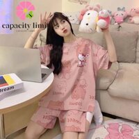 Năng LƯỢNG GIỚI HẠN Quần Pyjama Kitty, Bộ đồ ngủ ngắn tay thoải mái dành cho người lớn, Bộ đồ ngủ KT Bộ đồ ngủ mèo Kitty màu hồng Quần áo nữ giải trí Kitty Pyjama Bộ đồ ngủ mùa hè