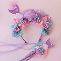 Nàng Tiên Cá Băng Đô Nhiều Màu Sắc Nàng Tiên Cá Đuôi Mũ Hoạt Hình Sao Biển Cổ Tích Dính
