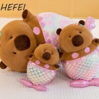Nàng tiên cá Capybara sang trọng, Trang phục hoạt hình Capybara Đồ chơi sang trọng, Búp bê đi cùng trẻ em Mô phỏng lông tơ mềm Capibara Đồ chơi Giáng sinh
