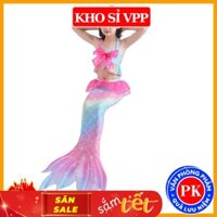 Nàng tiên cá cho bé gái đồ bơi quần áo tắm đi biển màu sắc cầu vồng, bikini xinh xắn cho bé gái E1701