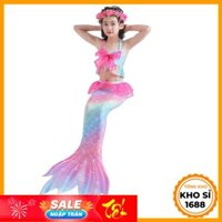 Nàng tiên cá cho bé gái đồ bơi quần áo tắm đi biển màu sắc cầu vồng xinh xắn cho bé gái E1701