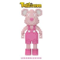 Nano Block Gấu Bearbrick 30cm Gấu Hồng có ngăn kéo ✅ Tặng kèm Búa