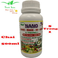 Nano-Canxi-Magie-Bo-Kẽm 5 Trong 1 Siêu Ra Hoa - Đâu Trái - Phát Triển Bộ Rễ Cây Trồng Chai 500ml