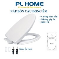 Nắp bồn cầu đóng êm HA07 phù hợp bồn cầu Viglacera V37, V37S, C0504, BL5 -  phụ kiện chân ốc kèm theo đầy đủ