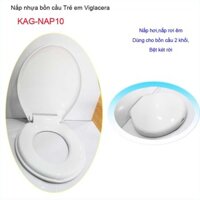 Nắp bồn cầu trẻ em KAG-NAP10 rơi êm, nắp đậy bồn cầu trường mẫu giáo nhựa trắng dày đẹp