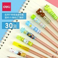 Nắp bút chì Deli, nắp bút cho học sinh tiểu học, trẻ em mẫu giáo, viết hoạt hình dễ thương, sáng tạo, màu sắc, trong suốt, bảo vệ đầu bút chì gỗ, nắp bút chì ngắn, mở rộng nắp, bán buôn