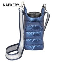Nắp chai nước NAPKERY, Hộp đựng bình nước di động xuống, Thời trang chống nước Giữ ấm với dây đeo vai Chai đeo chéo Túi thủy tinh