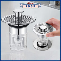 Nắp chặn lỗ thoát nước LAVABO, nút nhấn xả bồn rửa mặt lõi đồng có nắp lưới lọc rác ngăn mùi hôi côn trùng, chống tắc