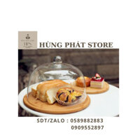 Nắp chụp thuỷ tinh cao cấp + đế gỗ ERS28-Khay đựng bánh