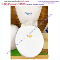 Nắp đậy cho bồn cầu Ceasar KAG-C1325, nắp xí bệt 2 khối nhựa trắng bóng dày đẹp sử dụng siêu bền