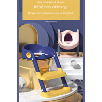 Nắp thu nhỏ bồn cầu, thang bô vệ sinh cho bé, có thang và tay vịn chắc chắn, gấp mở gọn gàng