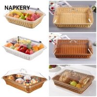 Napkery 1 Cái Nắp Giỏ Dệt, Giỏ Phục Vụ Thực Phẩm Mây Giả Trong Suốt, Để Bàn Có Nắp Acrylic Rau Bánh Mì Phục Vụ Hộp Đựng Trái Cây