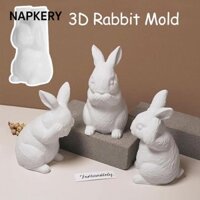Napkery 3 Khuôn Silicon Bunny, Speak-no Hear-no Rabbit Resin Molds, See-no Khuôn Silicon Động Vật Dễ Thương Văn Phòng Tại Nhà