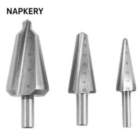 Napkery 3 Mũi khoan côn, Lỗ kim loại bằng gỗ Máy khoan vát thẳng ô rãnh, Bộ dụng cụ khoan di động 16-30 8-20 3-14mm Dụng cụ mở lỗ chất lượng cao