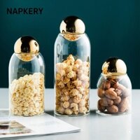 Napkery Trà Cà Phê Đường Hộp, Bình Bảo Quản Thực Phẩm Thủy Tinh, Niêm Phong Có Nắp Bóng Hộp Đựng Thực Phẩm Trà