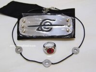 Naruto Akatsuki Sasuke Itachi Cosplay Kit Băng đô chống lá + Vòng cổ + Bộ nhẫn