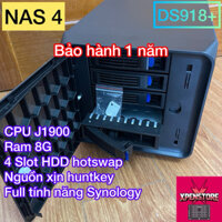 Nas 4 bay J1900 CPU 4 core 2.0Ghz, Xpenology DS918+ DSM 7.2(Vỏ Case New full box, có nắp chắn bụi)