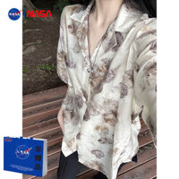 Nasa Đồng Thương Hiệu Cổ Cuba Retro Họa Tiết Cây Cánh Hoa In Hoa Áo Sơ Mi Tay Ngắn Nữ Mùa Hè Áo Khoác Mỏng Nam Phong Cách Mới