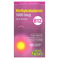 Natural Factors B12 Methylcobalamin 1,000 mcg 180 Chewable Tablets