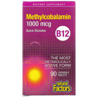 Natural Factors B12 Methylcobalamin 1.000 mcg 90 Chewable Tablets