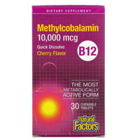 Natural Factors B12 Methylcobalamin Cherry 10.000 mcg 30 Chewable Tablets