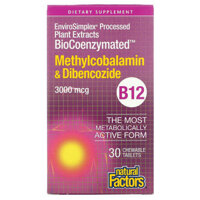 Natural Factors BioCoenzymated B12 Methylcobalamin & Dibencozide 3.000 mcg 30 Chewable Tablets