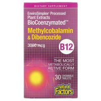 Natural Factors BioCoenzymated B12 Methylcobalamin & Dibencozide 3.000 mcg 30 Chewable Tablets