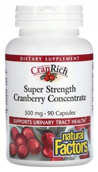 Natural Factors – CranRich Nam Việt Quất , Nước ép nam việt quất,500mg, 90vien GIÚP NGĂN NGỪA NHIỄM TRÙNG ĐƯỜNG TIẾT NIỆU