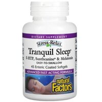 Natural Factors Stress-Relax Tranquil Sleep 5-HTP Suntheanine & Melatonin 45 Enteric Coated Softgels