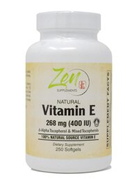 Natural Vitamin E – 400IU Vitamin E Capsules with 100% Natural Mixed Tocopherols - Non-GMO E Vitamin – 250 Softgels