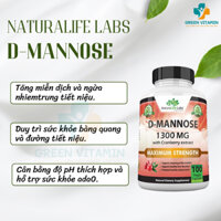 NaturaLife Labs D-Mannose 1300mg with Cranberry Extract - Viên uống hỗ trợ đường tiết niệu 100 viên