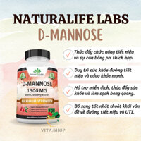 NaturaLife Labs D-Mannose 1300mg with Cranberry Extract - Viên uống hỗ trợ đường tiết niệu 100 viên