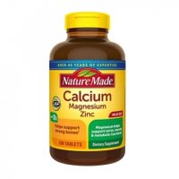 Nature Made Calcium, Magnesium & Zinc bổ sung Canxi, Magie và Kẽm, Chai 300 viên