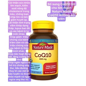 Nature made CoQ10 400mg - Viên uống chống oxy hóa, giúp tim khỏe mạnh, 60 viên