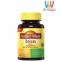 Nature made iron 65mg 180 viên