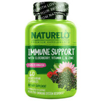 NATURELO Immune Support with Elderberry Vitamin C & Zinc plus Echinacea 60 Vegetarian Capsules