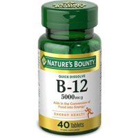 Nature's Bounty Vitamin B12 5000mcg - Viên Uống Bổ Sung Vitamin B12 Hỗ Trợ Não Bộ, Giảm Stress 40 viên