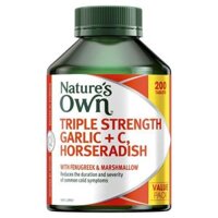 Nature's Own Tỏi, Vitamin C + Cải ngựa tăng cường miễn dịch gấp ba lần - 200 viên Kích thước độc quyền