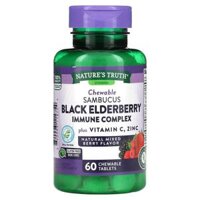 Nature’s Truth Sambucus Black Elderberry Immune Complex Plus Vitamin C & Zinc Natural Mixed Berry 60 Chewable Tablets