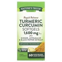 Nature’s Truth Turmeric Curcumin plus Ginger Astragalus and Black Pepper Extract 800 mg 60 Rapid Release Liquid Softgels