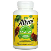 Nature’s Way Alive! Calcium with Vitamin D3 Vitamin K2 Magnesium 325 mg 180 Tablets