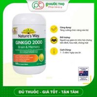 Nature’s Way Ginkgo 2000 Brain & Memory - Viên uống bổ não, tăng cường trí nhớ (Lọ 120 viên)