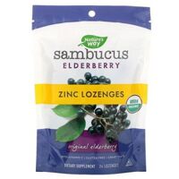 Nature’s Way Sambucus Elderberry Zinc Lozenges with Vitamin C Original Elderberry 24 Lozenges