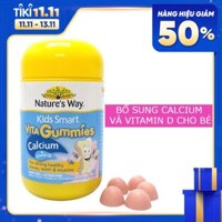 Natures Way Vita Gummies Calcium Vitamin D - Kẹo mềm bổ sung Canxi và Vitamin D3 cho bé.