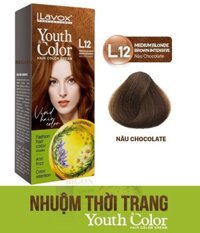 Nâu Chocolate Kem Nhuộm Tóc Màu Thời Trang Lavox Youth&amp;Color L12 - Màu Nâu Chocolate