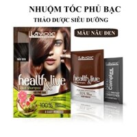 Nâu Đen Dầu Gội Nhuộm Tóc Nâu Đen, Phủ Bạc 100 Thảo Dược Siêu Dưỡng LAVOX 30ml - H2