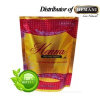 [Nâu đỏ 150g] Bột lá móng hương hoa nghệ tây,100% thảo dược, phủ bạc & nhuộm thời trang, Hemani Henna Red with Saffron