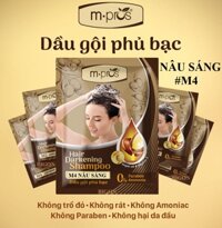 Nâu Sáng Dầu Gội Nhuộm Tóc Nâu Sáng Phủ Bạc 100 Thảo Dược Siêu Dưỡng M.PROS 25ml - M4