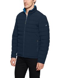 Nautica mens Poly Stretch Reversible Midweight Puffer Jacket