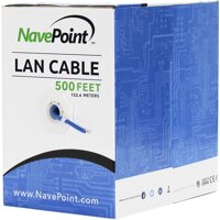 NavePoint Cat6 (CCA), 500ft, Blue, Solid Bulk Ethernet Cable, 550MHz, 23AWG 4 Pair, Unshielded Twisted Pair (UTP)